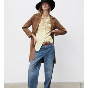 Zara Faux Suede Twill Coat